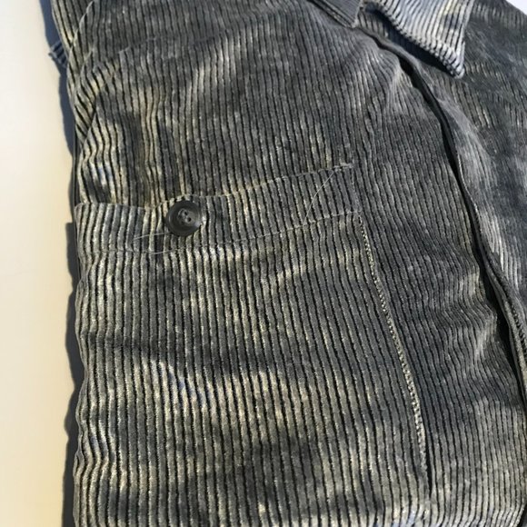 Vtg Jay Y. Ko Studios Silver Corduroy Striped Velvet Button Up Long Sleeve Large - Picture 4 of 14